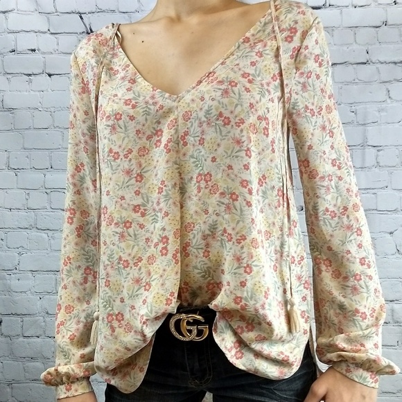 LC Lauren Conrad Tops - Floral Romantic Boho Chiffon Top Sz S EUC